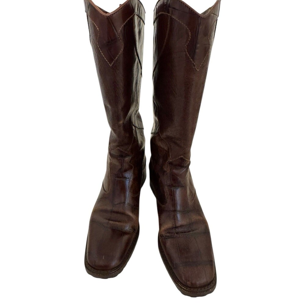 Joan & David Vintage Embossed Cowboy Boots Womens size 7.5 M MADE IN ITALY